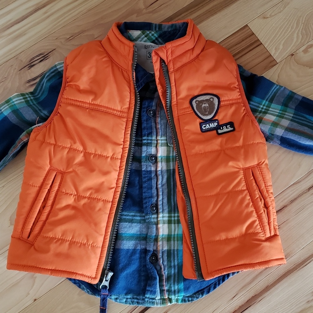 Boys size 24months vest and plaid shirt